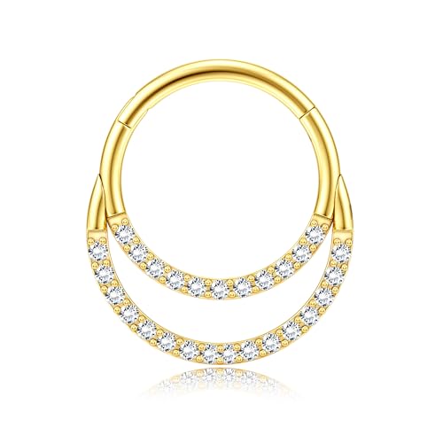 BodyBonita 16G Septum Piercing Klicker - 316L Edelstahl Nasenring Frauen Nasenpiercing Dangle Ohrringe Hoop Knorpel Conch Piercing Schmuck Tragus Helix Gold 8 mm Radiant Crescent Geschichtet BodyBonita 16G Septum Piercing Klicker - 316L Edelstahl Nasenring Frauen Nasenpiercing Dangle Ohrringe Hoop Knorpel Conch Piercing Schmuck Tragus Helix Gold 8 mm Radiant Crescent Geschichtet von BodyBonita