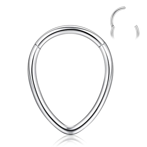 BodyBonita 16G Septum Piercing Tropfenform – Nasenpiercing Ring aus Chirurgischem Stahl 316L Creolen Nahtlos mit Scharnier Knorpelohrringe für Frauen Conch Daith Piercing Helix Rook Lippe Silber 10 mm von BodyBonita