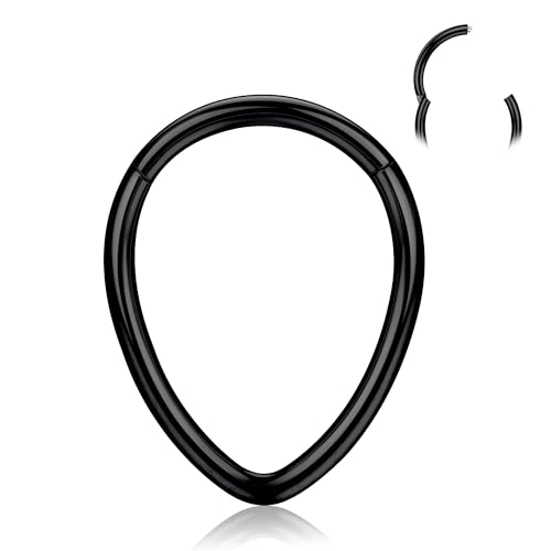 BodyBonita 16G Septum Piercing Tropfenform – Nasenpiercing Ring aus Chirurgischem Stahl 316L Creolen Nahtlos mit Scharnier Knorpelohrringe für Frauen Conch Daith Piercing Helix Rook Schwarz 8 mm BodyBonita 16G Septum Piercing Tropfenform – Nasenpiercing Ring aus Chirurgischem Stahl 316L Creolen Nahtlos mit Scharnier Knorpelohrringe für Frauen Conch Daith Piercing Helix Rook Schwarz 8 mm von BodyBonita