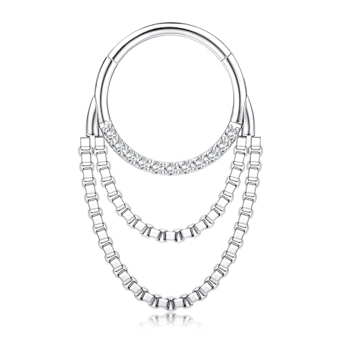 BodyBonita 16G Septum Piercing Klicker - 316L Edelstahl Nasenring Frauen Nasenpiercing Dangle Ohrringe Hoop Knorpel Conch Piercing Schmuck Tragus Daith Helix Silber 8 mm Radiant Clicker Duo Chain BodyBonita 16G Septum Piercing Klicker - 316L Edelstahl Nasenring Frauen Nasenpiercing Dangle Ohrringe Hoop Knorpel Conch Piercing Schmuck Tragus Daith Helix Silber 8 mm Radiant Clicker Duo Chain von BodyBonita