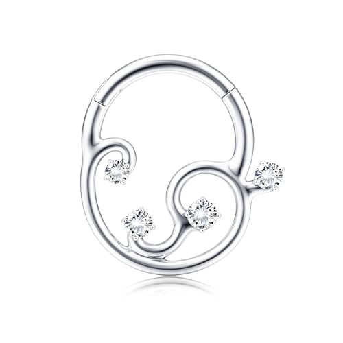 BodyBonita 16G Septum Piercing Klicker - 316L Edelstahl Nasenring für Frauen Männer Nasenpiercing Dangle Ohrringe Hoop Knorpel Conch Piercing Schmuck Tragus Daith Helix Silber 8 mm Galactic Quartet von BodyBonita