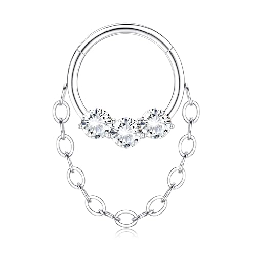BodyBonita 16G Septum Piercing Klicker - 316L Edelstahl Nasenring für Frauen Männer Nasenpiercing Dangle Ohrringe Hoop Knorpel Conch Piercing Schmuck Tragus Daith Helix Silber 8 mm Radiant von BodyBonita
