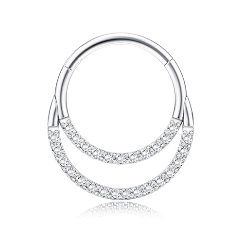 BodyBonita 16G Septum Piercing Klicker - 316L Edelstahl Nasenring Frauen Nasenpiercing Dangle Ohrringe Hoop Knorpel Conch Piercing Schmuck Tragus Helix Silber 8 mm Radiant Crescent Geschichtet BodyBonita 16G Septum Piercing Klicker - 316L Edelstahl Nasenring Frauen Nasenpiercing Dangle Ohrringe Hoop Knorpel Conch Piercing Schmuck Tragus Helix Silber 8 mm Radiant Crescent Geschichtet von BodyBonita