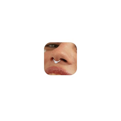 BodyBonita 16G Septum Piercing Schmuck – 316L Edelstahl Nasenring Nasenpiercing mit Zirkonia für Frauen Männer Conch Helix Piercings Tragus Daith Knorpel Ohrpiercing Silber 10mm Glänzender Strahl von BodyBonita
