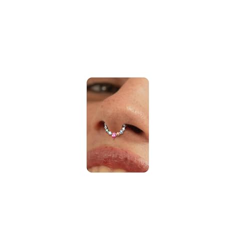 BodyBonita 16G Septum Piercing Schmuck – 316L Edelstahl Nasenring Nasenpiercing mit Zirkonia für Frauen Männer Conch Helix Piercings Tragus Daith Knorpel Ohrpiercing Silber 8mm Vivid Spectrum von BodyBonita