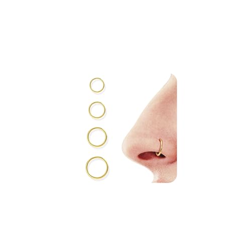 BodyBonita 4 Stück 18G 316L Edelstahl Nasenpiercing Ring Helix Piercings Septum Klicker Nasenring Reifen Knorpel Conch Rook Tragus Ohrringe Piercing Schmuck Hypoallergen für Frauen Männer Gold von BodyBonita