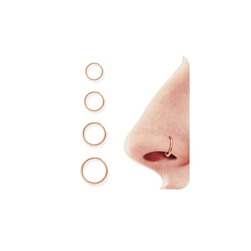 BodyBonita 4 Stück 18G 316L Edelstahl Nasenpiercing Ring Helix Piercings Septum Klicker Nasenring Reifen Knorpel Conch Rook Tragus Ohrringe Piercing Schmuck Hypoallergen für Frauen Männer Roségold BodyBonita 4 Stück 18G 316L Edelstahl Nasenpiercing Ring Helix Piercings Septum Klicker Nasenring Reifen Knorpel Conch Rook Tragus Ohrringe Piercing Schmuck Hypoallergen für Frauen Männer Roségold von BodyBonita