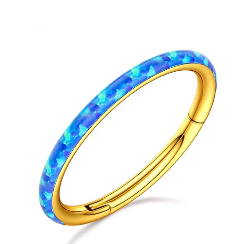 BodyBonita Aufklappbar Opal Nasenpiercing Reifen – 18G 316L Chirurgenstahl Nasenringe mit Klappring für Damen Septum Piercing Conch Helix Daith Schmuck Blau 10mm Gold BodyBonita Aufklappbar Opal Nasenpiercing Reifen – 18G 316L Chirurgenstahl Nasenringe mit Klappring für Damen Septum Piercing Conch Helix Daith Schmuck Blau 10mm Gold von BodyBonita