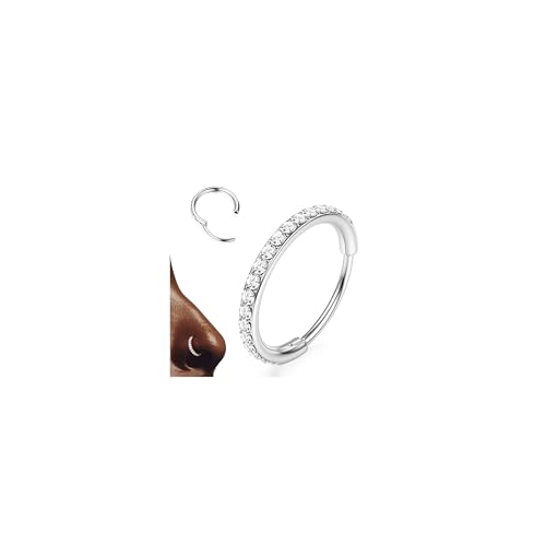 BodyBonita G23 Titan CZ Nasenring Creolen - 20G Septumringe Nasenpiercings Clicker Knorpelohrring für Frauen Helix Rook Tragus Conch Piercing Schmuck Daith Ring Silber 6mm 1.6mm BodyBonita G23 Titan CZ Nasenring Creolen - 20G Septumringe Nasenpiercings Clicker Knorpelohrring für Frauen Helix Rook Tragus Conch Piercing Schmuck Daith Ring Silber 6mm 1.6mm von BodyBonita