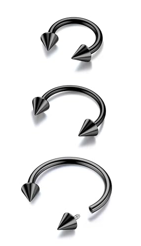 BodyBonita G23 Titan Hufeisen Septum Piercing - 3 Stück 18G Nasenringe Circular Barbell Septum Schmuck Nasenpiercing Conch Helix Rook Lippenknorpel Ohrring für Damen Herren Schwarz 10 mm BodyBonita G23 Titan Hufeisen Septum Piercing - 3 Stück 18G Nasenringe Circular Barbell Septum Schmuck Nasenpiercing Conch Helix Rook Lippenknorpel Ohrring für Damen Herren Schwarz 10 mm von BodyBonita