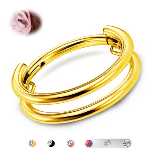 BodyBonita G23 Titan Knorpel Ohrring Gestapelter Clicker 16G Doppelt Septum Piercing Conch Shmuck Tragus Daith Helix Ohrringe Nasenring Creolen für Frauen Männe Gold 8 mm BodyBonita G23 Titan Knorpel Ohrring Gestapelter Clicker 16G Doppelt Septum Piercing Conch Shmuck Tragus Daith Helix Ohrringe Nasenring Creolen für Frauen Männe Gold 8 mm von BodyBonita