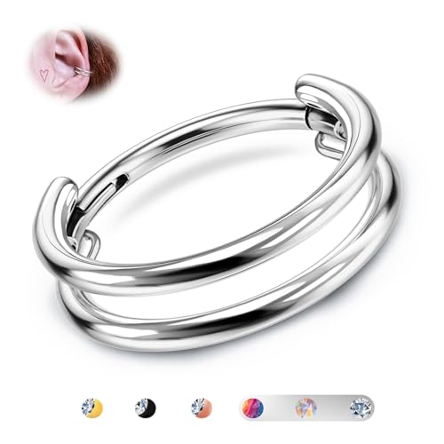 BodyBonita G23 Titan Knorpel Ohrring Gestapelter Clicker 16G Doppelt Septum Piercing Conch Shmuck Tragus Daith Helix Ohrringe Nasenring Creolen für Frauen Männe Silber 12 mm BodyBonita G23 Titan Knorpel Ohrring Gestapelter Clicker 16G Doppelt Septum Piercing Conch Shmuck Tragus Daith Helix Ohrringe Nasenring Creolen für Frauen Männe Silber 12 mm von BodyBonita