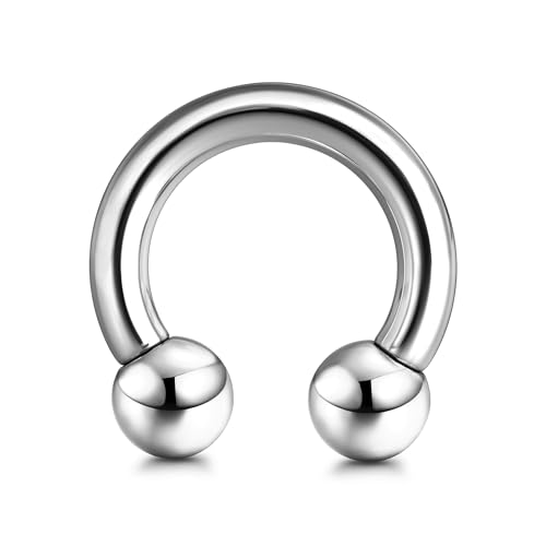 BodyBonita G23 Titan Septum Piercing 12G - Hufeisen Circular Barbell Nasenpiercing Schmuck ASTM F136 Titan Ohrringe für Frauen Männer Silber 10mm von BodyBonita
