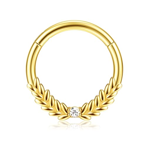 BodyBonita Septum Piercing 16G – 316L Edelstahl Nasenpiercing Nasenring Reifen für Damen Herren Helix Conch Piercings Tragus Daith Knorpel Piercing Gold 10 mm Prospertiy von BodyBonita