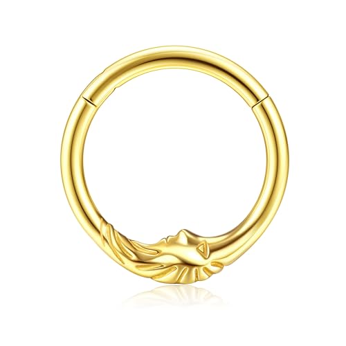 BodyBonita Septum Piercing 16G – 316L Edelstahl Nasenpiercing Nasenring Reifen für Damen Herren Helix Conch Piercings Tragus Daith Knorpel Piercing Gold 8 mm Lunar von BodyBonita