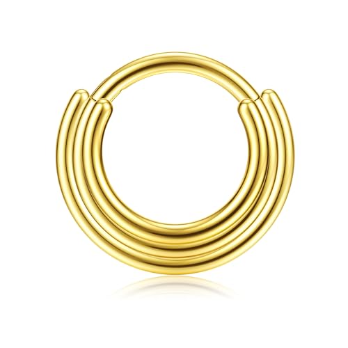 BodyBonita Septum Piercing 16G – 316L Edelstahl Nasenpiercing Nasenring Reifen für Damen Herren Helix Conch Piercings Tragus Daith Knorpel Piercing Gold 9 mm Layered Harmony BodyBonita Septum Piercing 16G – 316L Edelstahl Nasenpiercing Nasenring Reifen für Damen Herren Helix Conch Piercings Tragus Daith Knorpel Piercing Gold 9 mm Layered Harmony von BodyBonita