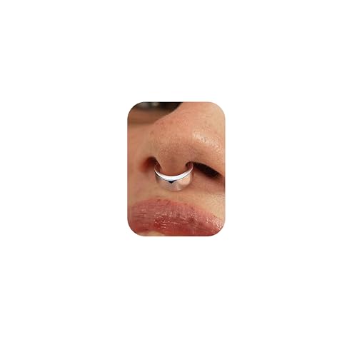 BodyBonita Silber Septum Piercing Schmuck 16G – Nasenring aus Edelstahl 316L für Männer und Frauen Nostril Piercing Septum Ring 10 mm Slender von BodyBonita