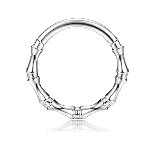 BodyBonita Septum Piercing 16G – 316L Edelstahl Nasenpiercing Nasenring Reifen für Damen Herren Helix Conch Piercings Tragus Daith Knorpel Piercing Silber 10 mm Bamboo von BodyBonita