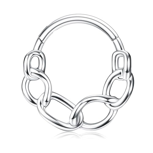 BodyBonita Septum Piercing 16G – 316L Edelstahl Nasenpiercing Nasenring Reifen für Damen Herren Helix Conch Piercings Tragus Daith Knorpel Piercing Silber 10 mm Chains von BodyBonita