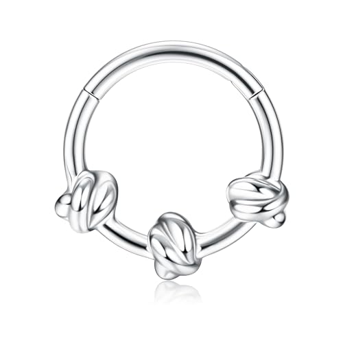 BodyBonita Septum Piercing 16G – 316L Edelstahl Nasenpiercing Nasenring Reifen für Damen Herren Helix Conch Piercings Tragus Daith Knorpel Piercing Silber 10 mm Eternal Knot von BodyBonita