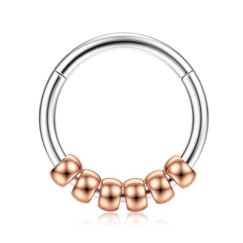 BodyBonita Septum Piercing 16G – 316L Edelstahl Nasenpiercing Nasenring Reifen für Damen Herren Helix Conch Piercings Tragus Daith Knorpel Piercing Silber 10 mm Rosy Oribit von BodyBonita
