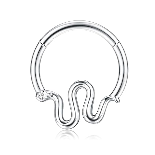 BodyBonita Septum Piercing 16G – 316L Edelstahl Nasenpiercing Nasenring Reifen für Damen Herren Helix Conch Piercings Tragus Daith Knorpel Piercing Silber 10 mm Serpentine von BodyBonita