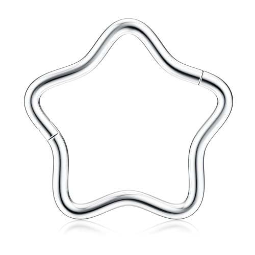 BodyBonita Septum Piercing 16G – 316L Edelstahl Nasenpiercing Nasenring Reifen für Damen Herren Helix Conch Piercings Tragus Daith Knorpel Piercing Silber 10 mm Star BodyBonita Septum Piercing 16G – 316L Edelstahl Nasenpiercing Nasenring Reifen für Damen Herren Helix Conch Piercings Tragus Daith Knorpel Piercing Silber 10 mm Star von BodyBonita