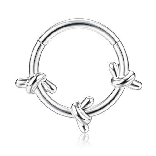 BodyBonita Septum Piercing 16G – 316L Edelstahl Nasenpiercing Nasenring Reifen für Damen Herren Helix Conch Piercings Tragus Daith Knorpel Piercing Silber 10 mm Intertwined von BodyBonita