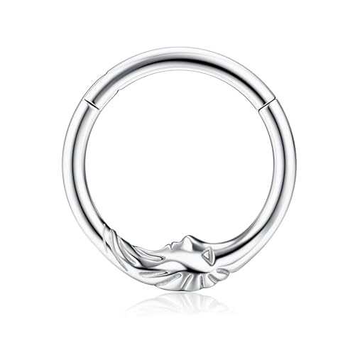 BodyBonita Septum Piercing 16G – 316L Edelstahl Nasenpiercing Nasenring Reifen für Damen Herren Helix Conch Piercings Tragus Daith Knorpel Piercing Silber 8 mm Lunar von BodyBonita