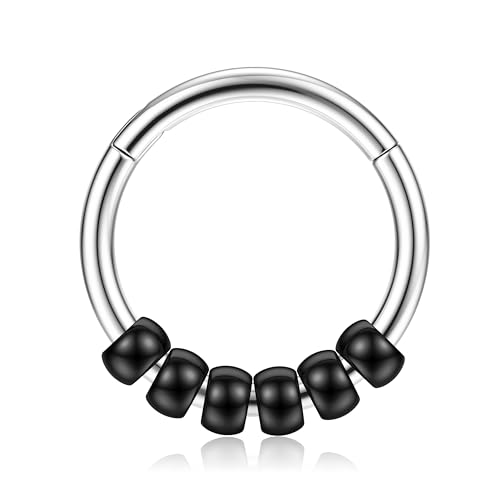 BodyBonita Septum Piercing 16G – 316L Edelstahl Nasenpiercing Nasenring Reifen für Damen Herren Helix Conch Piercings Tragus Daith Knorpel Piercing Silber 8 mm Noir Orbit von BodyBonita