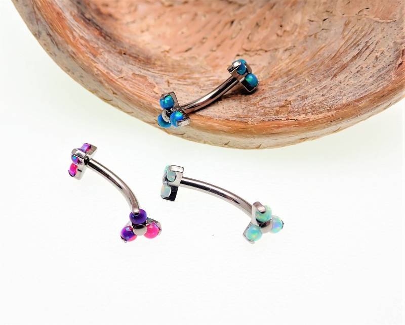 16G | 1, 2 Mm Feueropal Cluster Prong Set Implant Titan Curve Barbell Ring 8 Mm, 10 12 16G | 1, 2 Mm Feueropal Cluster Prong Set Implant Titan Curve Barbell Ring 8 Mm, 10 12 von BodyClickers