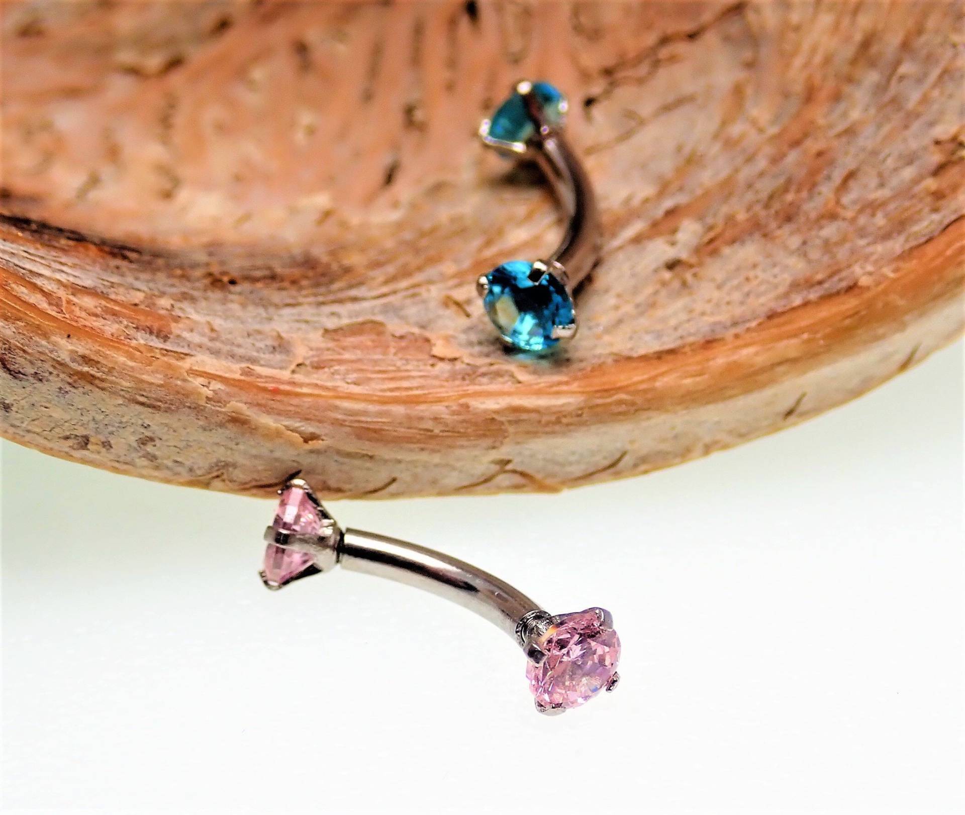16G Rosa Oder Aqua Cz Kristall Doppelende Intern Gebogene Barbell Ring, Daith, Tragus, Vertikale Lippe, Augenbraue, Intimbereiche von BodyClickers