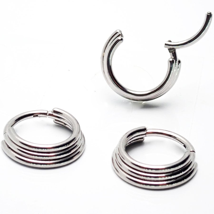3-Tier Stacked Implant Grade Titan 10 Mm Clicker Septum/Daith/Helix 16G von BodyClickers