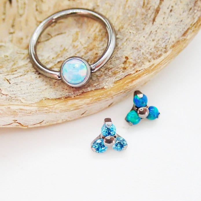 4 Set Titan Cbr Opal Ohrring, Bcr, Helix, Tragus, Rook, Daith, 16G Septum Ring Anhänge 1, 2 Mm von BodyClickers