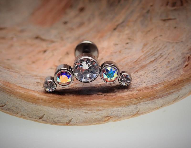 Klar & Regenbogen Ab Cz Cluster Implant Titan Flatback Piercing 18G, 16G, 14G Klar & Regenbogen Ab Cz Cluster Implant Titan Flatback Piercing 18G, 16G, 14G von BodyClickers