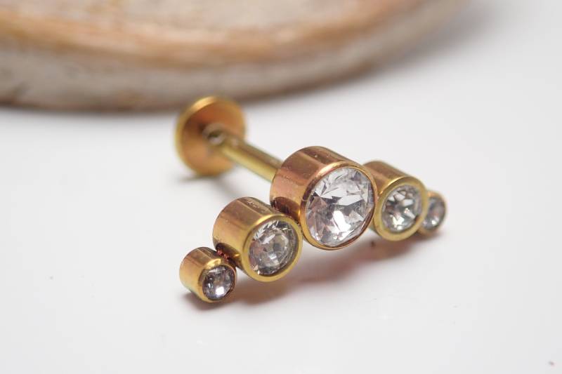 Rose-Gold-Eloxiertes Klares Cz Cluster Titan Flatback Piercing 18G, 16G, 14G Rose-Gold-Eloxiertes Klares Cz Cluster Titan Flatback Piercing 18G, 16G, 14G von BodyClickers