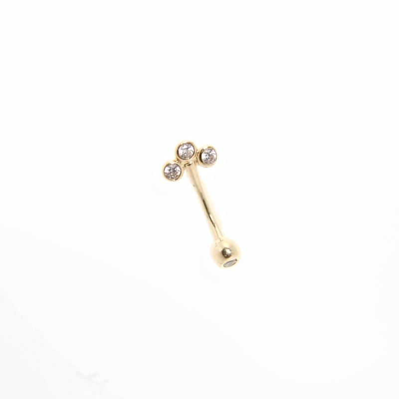 14K Gold Curved Barbell, Swarovski Cz - Piercing | 16G 6 Oder 8 Mm von BodyJewelsCreations