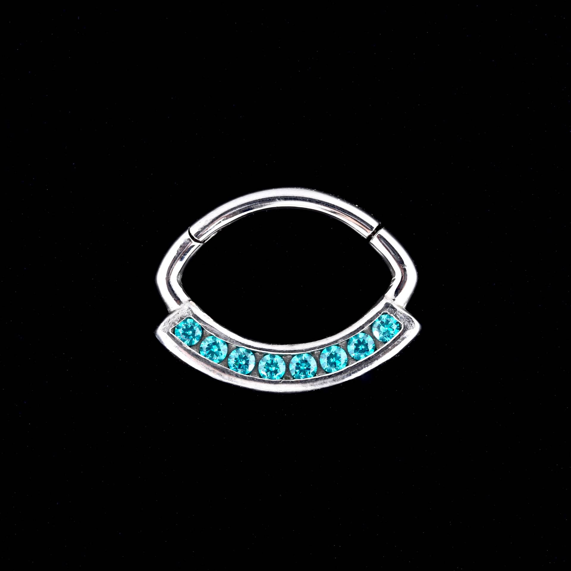 Aqua Swarovski Cz Daith Clicker, Chirurgenstahl 316L | 16G - 6 Mm von BodyJewelsCreations