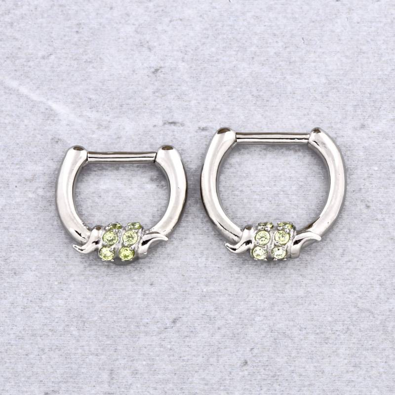 Chirurgenstahl Septum Clicker, Hellgrün Swarovski Cz Daith Piercing | 16G von BodyJewelsCreations