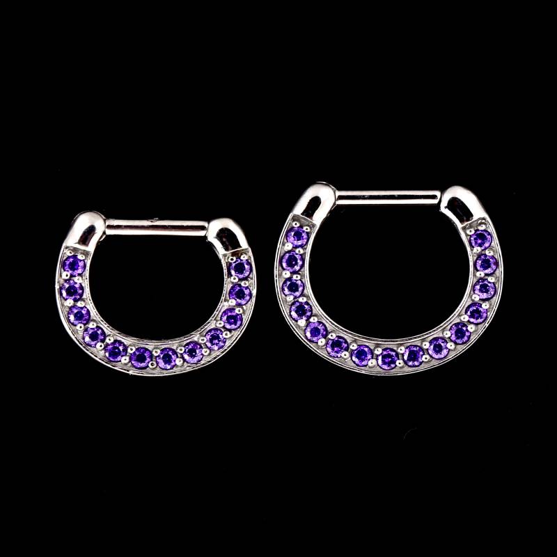 Chirurgenstahl Septum Clicker, Lila Swarovski Cz, Daith Ring 16G von BodyJewelsCreations
