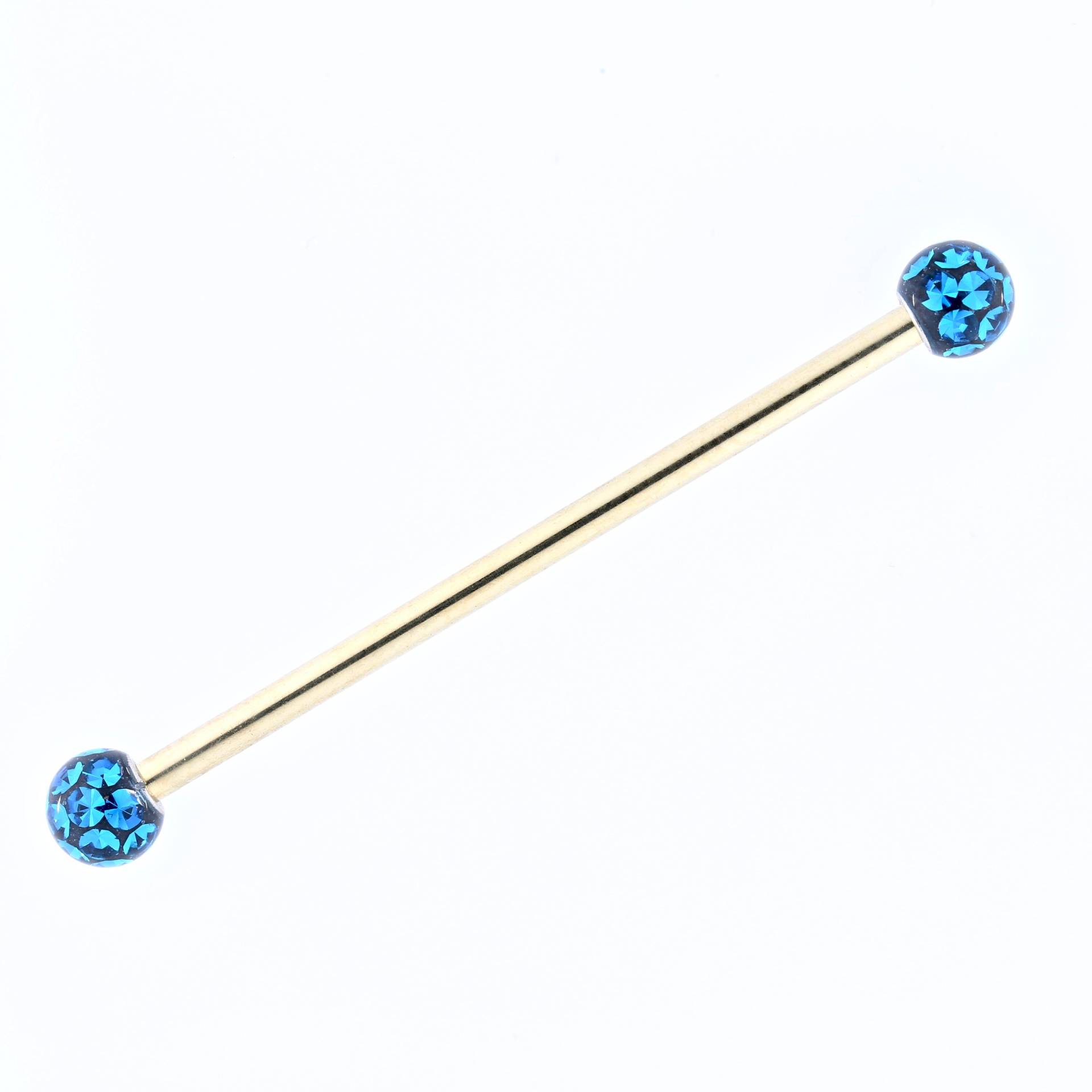 Gold Industrial Barbell - Kugeln Mit Swarovski Kristallen, 14G von BodyJewelsCreations