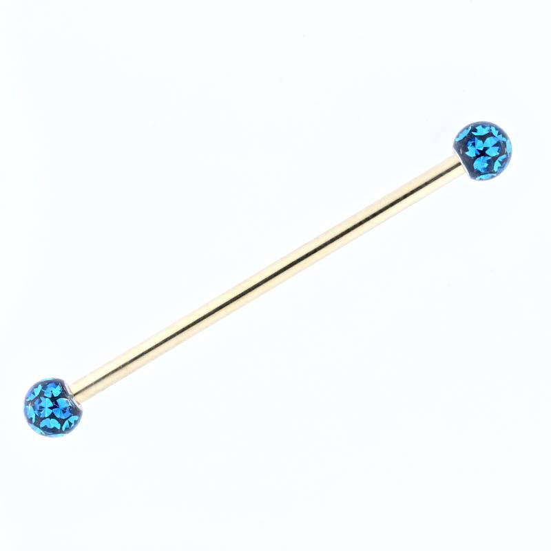 Gold Industrial Barbell - Kugeln Mit Swarovski Kristallen, 14G von BodyJewelsCreations