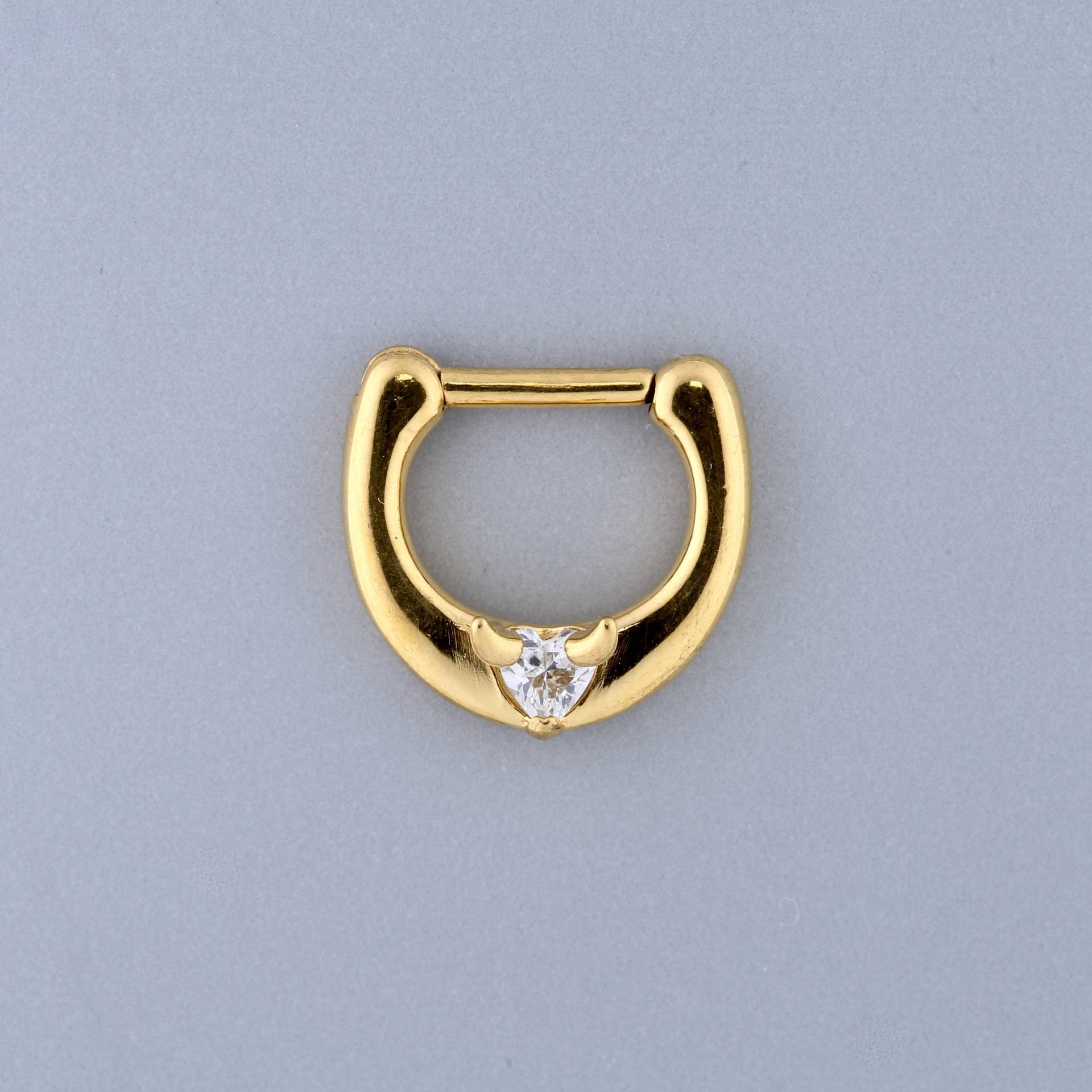 Goldenes Herz Cz Septum Clicker - Chirurgenstahl Mit Leopardenmuster 16G von BodyJewelsCreations