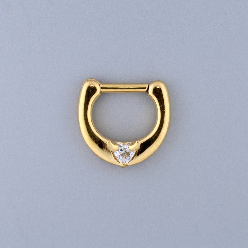 Goldenes Herz Cz Septum Clicker - Chirurgenstahl Mit Leopardenmuster 16G von BodyJewelsCreations