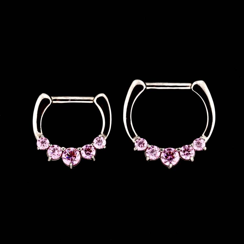 Pink Swarovski Cz Septum Clicker, Chirurgenstahl 316L, 16G von BodyJewelsCreations