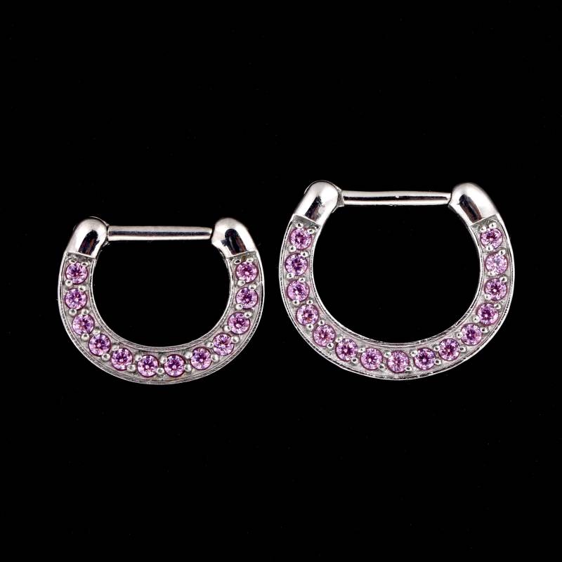 Rosa Swarovski Cz Septum Clicker, Daith Ring Aus Chirurgenstahl 316L | 16G von BodyJewelsCreations