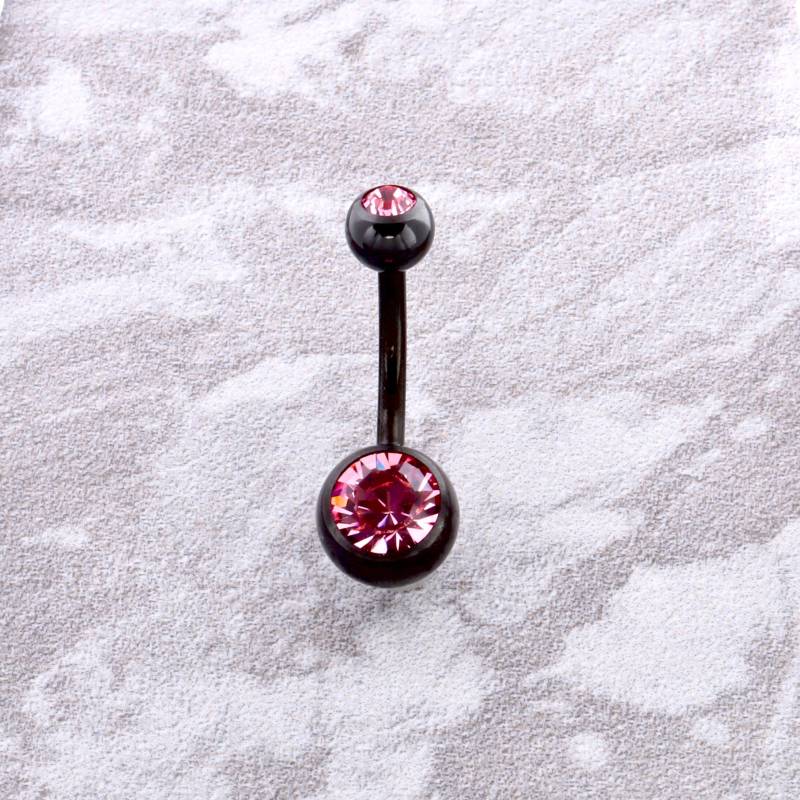 Rosa Swarovski Kristall Bauchnabelring - Chirurgenstahl Schwarz Pvd von BodyJewelsCreations