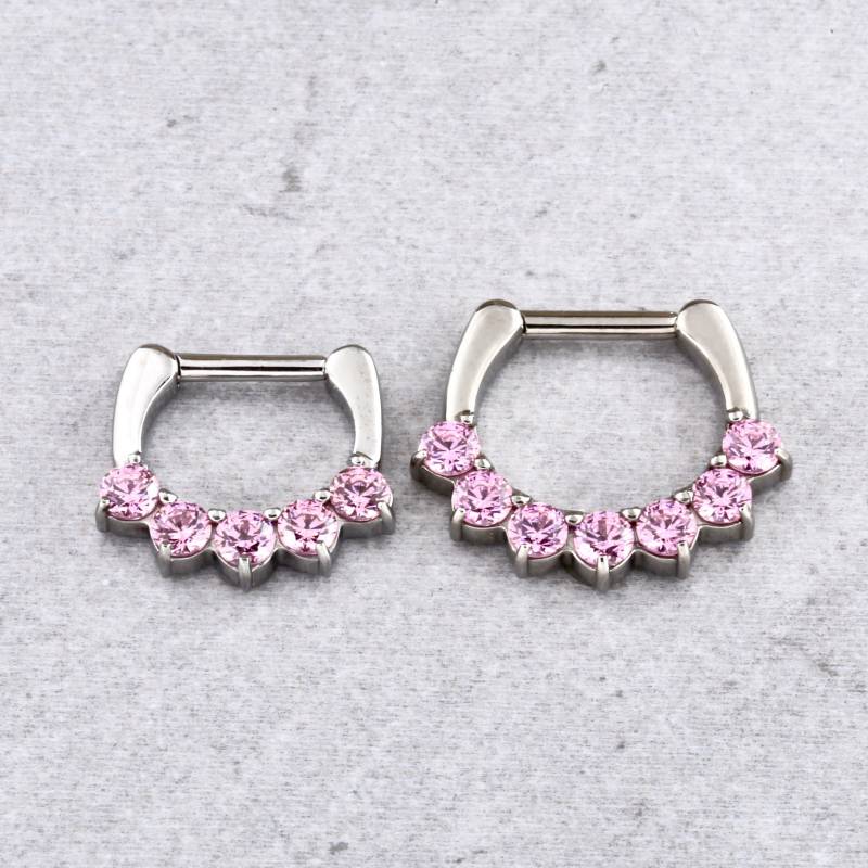 Rosa Swarovski Septum Clicker, Daith Ring Aus Chirurgenstahl 316L 16G von BodyJewelsCreations