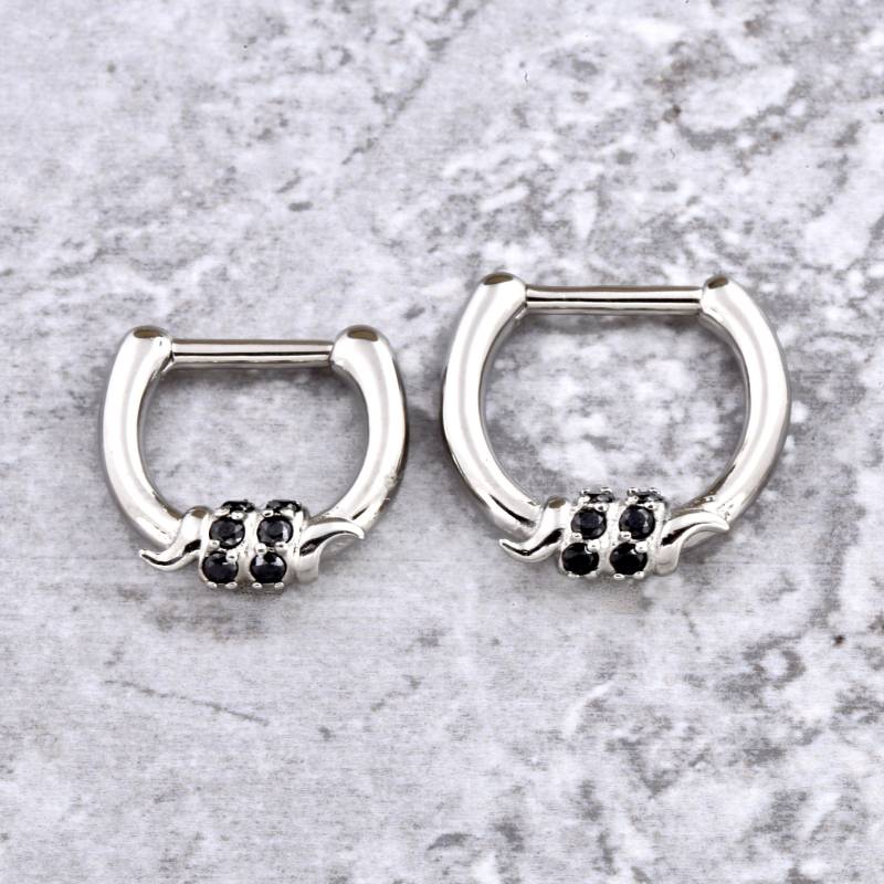 Schwarz Swarovski Cz Septum Clicker, 16G Chirurgenstahl Daith Ring von BodyJewelsCreations
