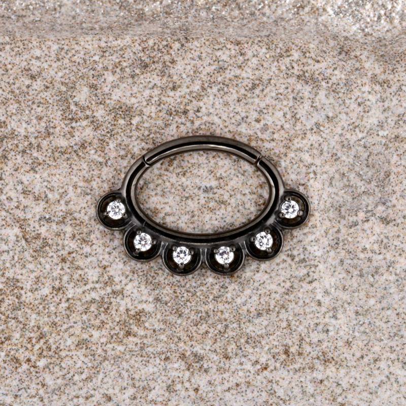 Schwarze Daith Piercing Ring - Swarovski Kristall Septum, Stahl 316L 16G 7 Mm von BodyJewelsCreations